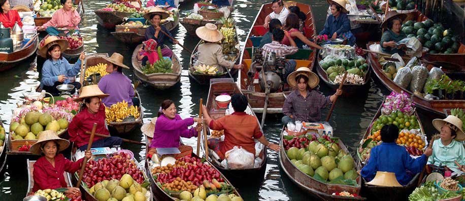 Mercado flotante Bangkok Tailandia
